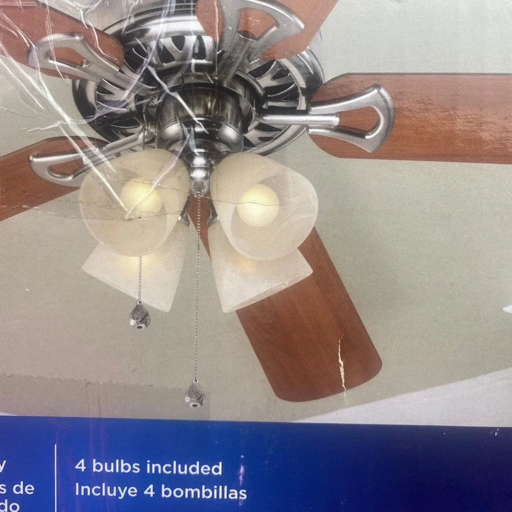 Harbor Breeze Ceiling Fan Light Kit Brushed Nickel Finish Alabaster Glass Shades